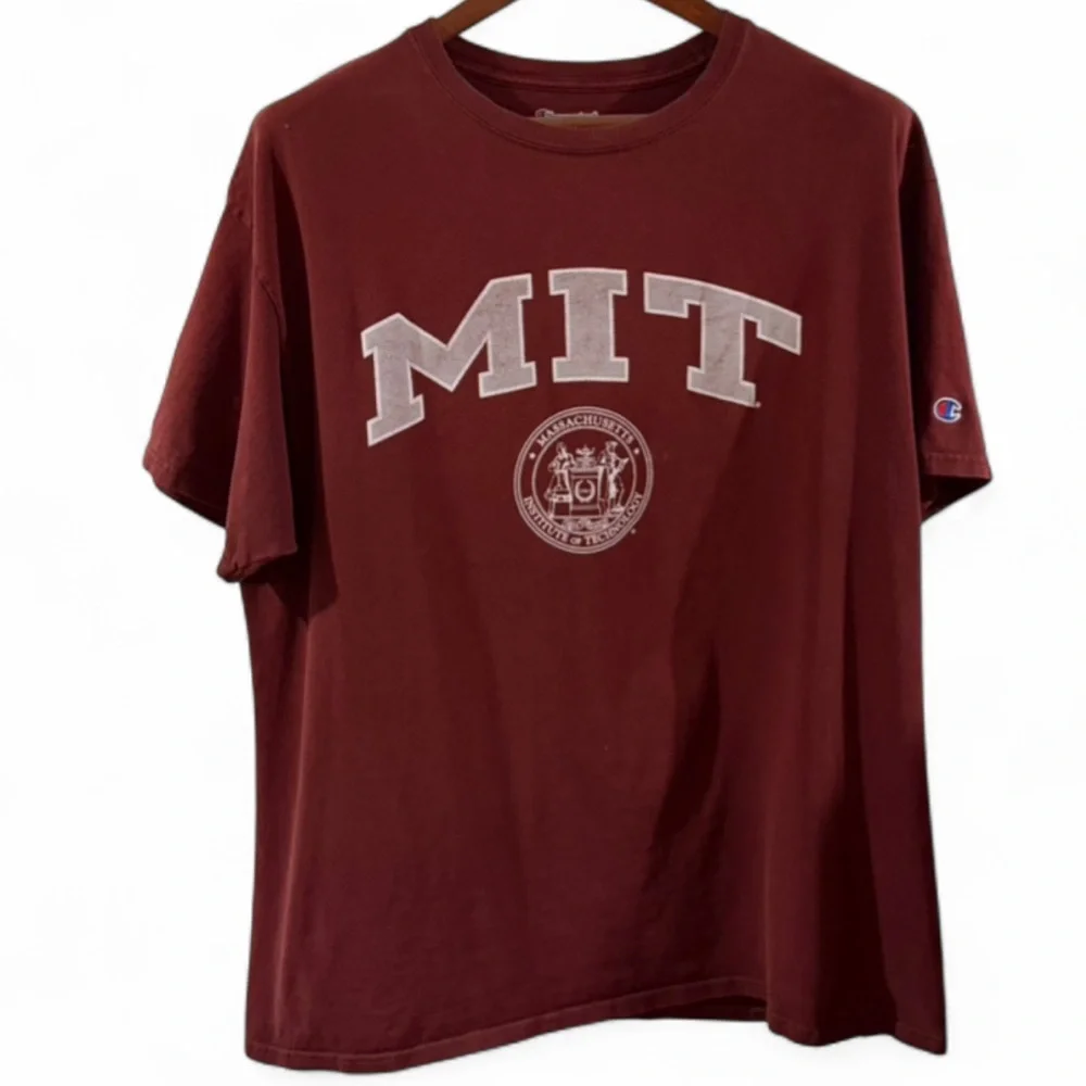 VTG Y2K Men’s Burgundy Champion MIT Graphic T-Shirt Size XL - Picture 4 of 9